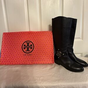 Tory Burch Black Leather Knee-High Boots